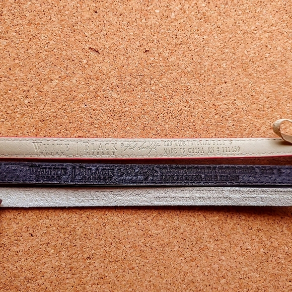 White House Black Market 3 Thin Textured Waist Belts Bows Black Red Animal Print - Picture 10 of 16